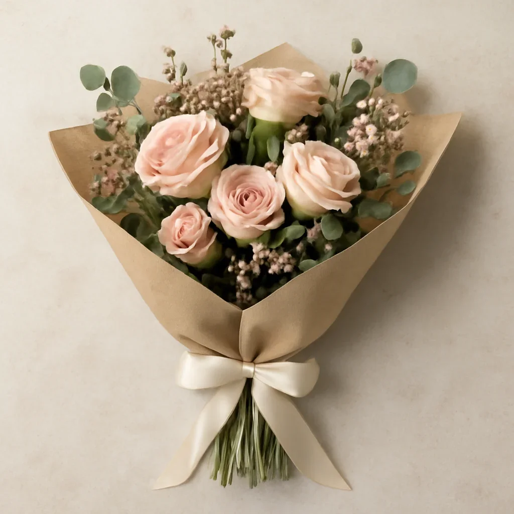 Thoughtful floral arrangement wrapped and ready to order