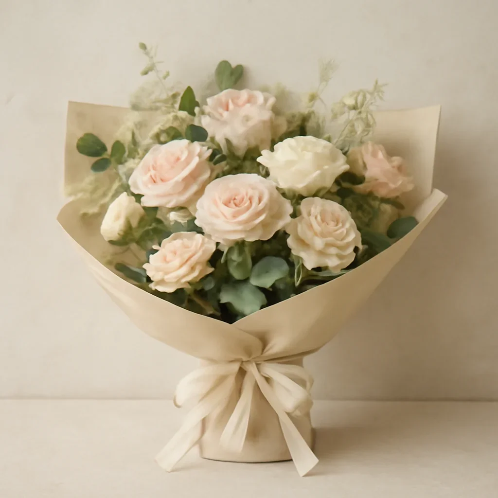 Thoughtful floral arrangement wrapped and ready to order