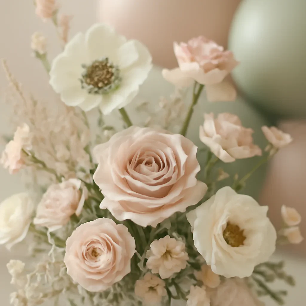 Seasonal flowers and design details related to balloons & add-ons