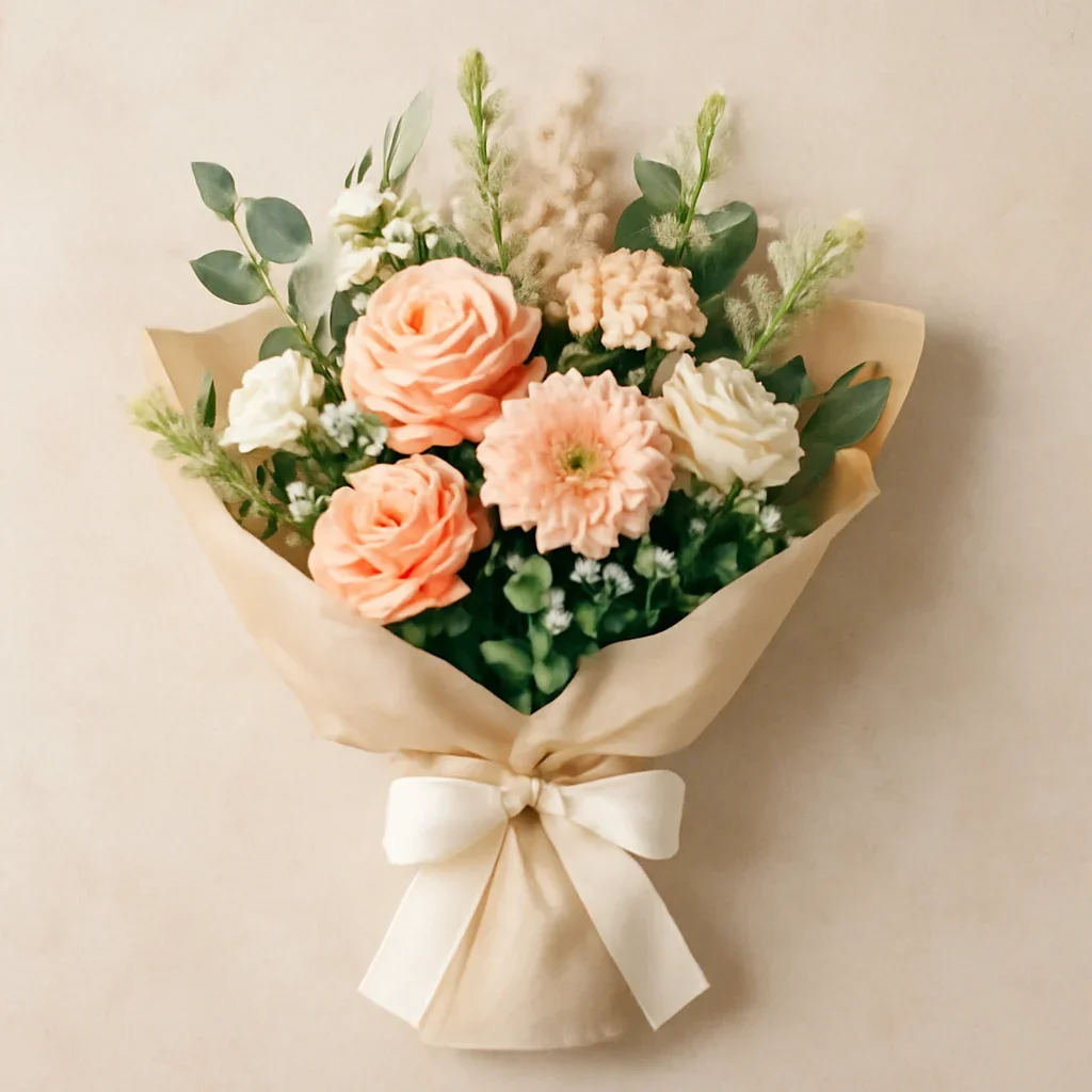 Thoughtful floral arrangement wrapped and ready to order