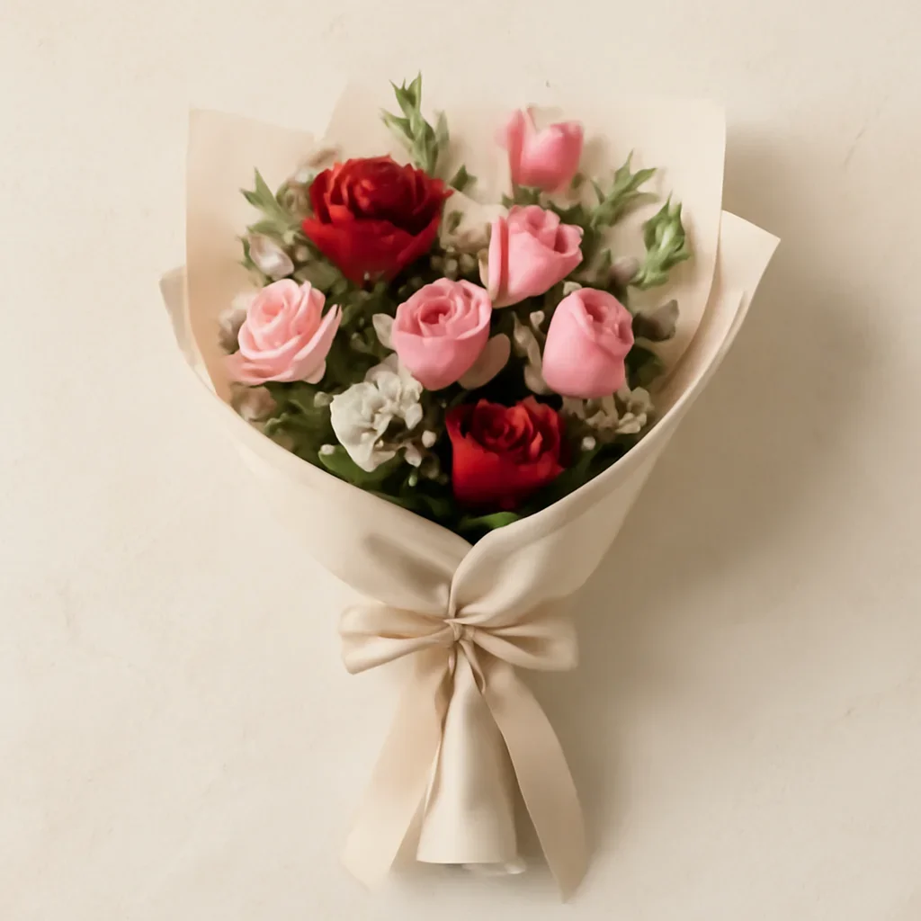 Thoughtful floral arrangement wrapped and ready to order