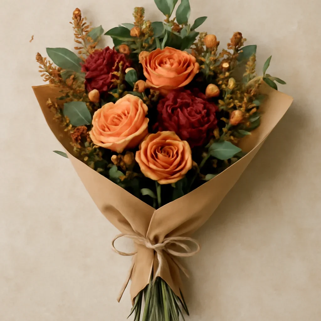 Thoughtful floral arrangement wrapped and ready to order