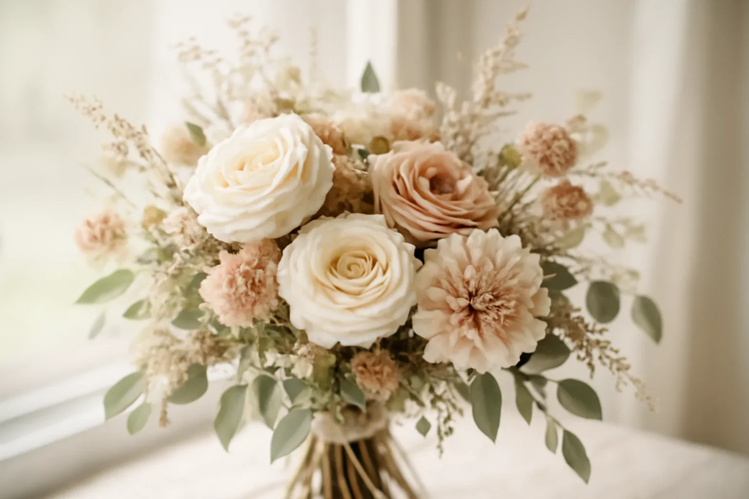Handcrafted floral design representing fall wedding flowers for rustic ontario venues