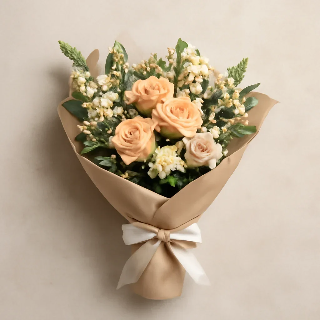 Thoughtful floral arrangement wrapped and ready to order