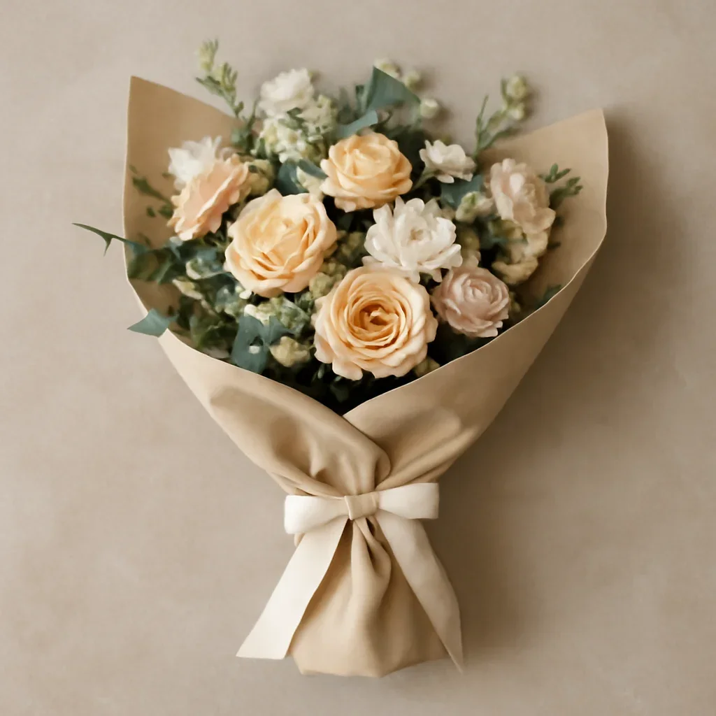 Thoughtful floral arrangement wrapped and ready to order