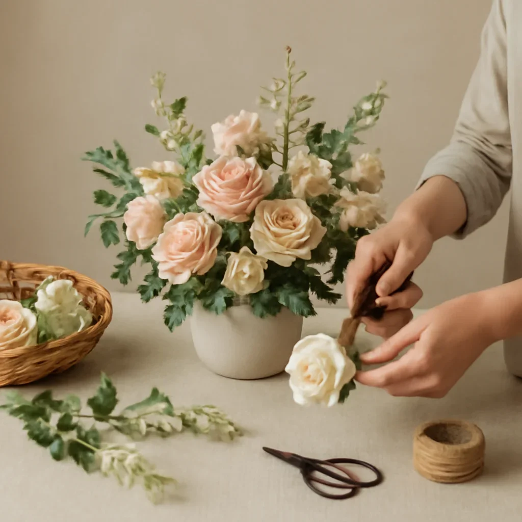Editorial floral scene supporting how to personalize a custom flower arrangement