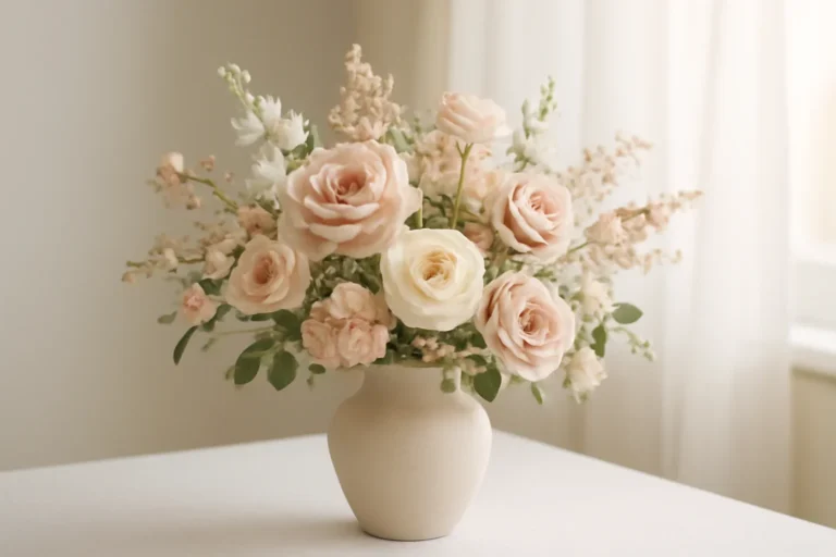Handcrafted floral design representing how to send flowers to someone in a small town