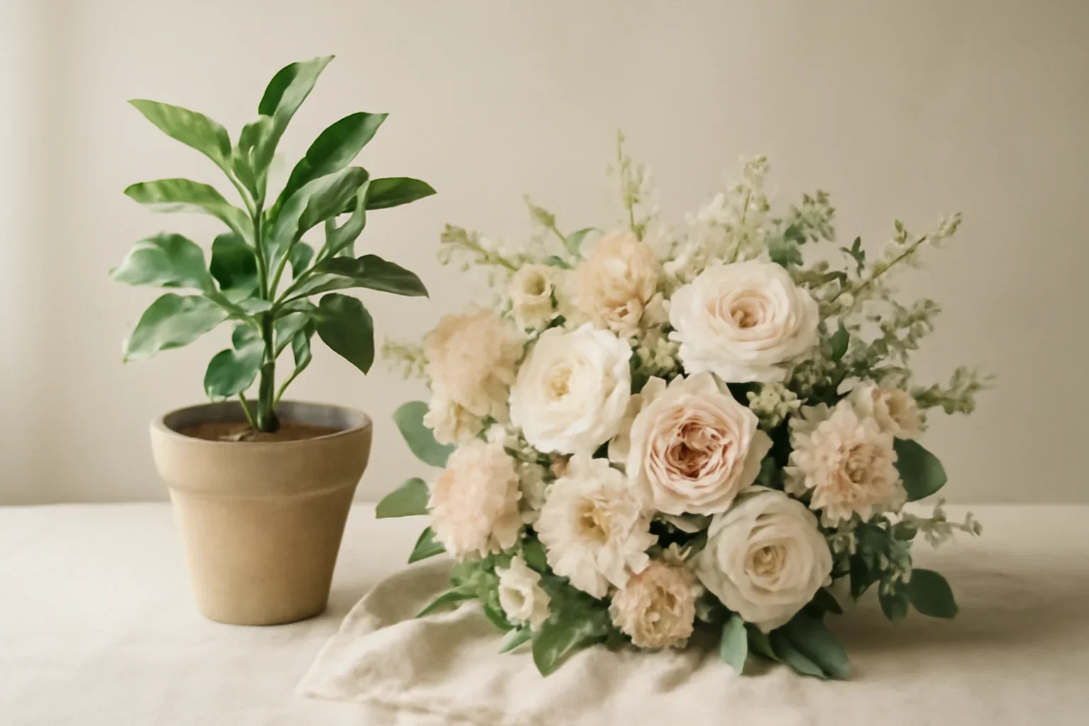 Handcrafted floral design representing plants vs flowers: which gift lasts longer?