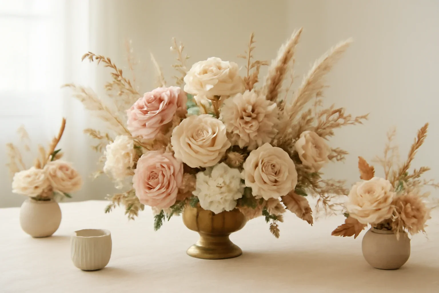 Handcrafted floral design representing thanksgiving centerpieces for home and event tables