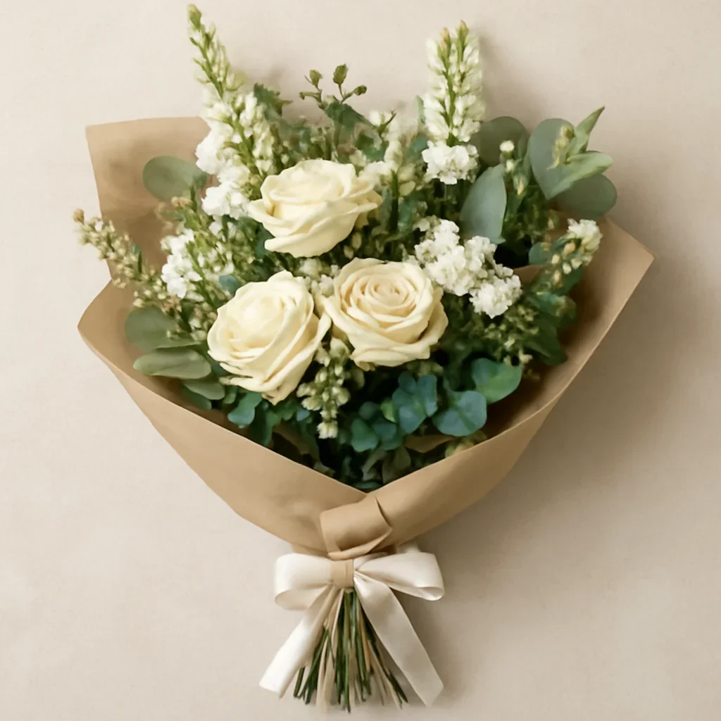 Thoughtful floral arrangement wrapped and ready to order