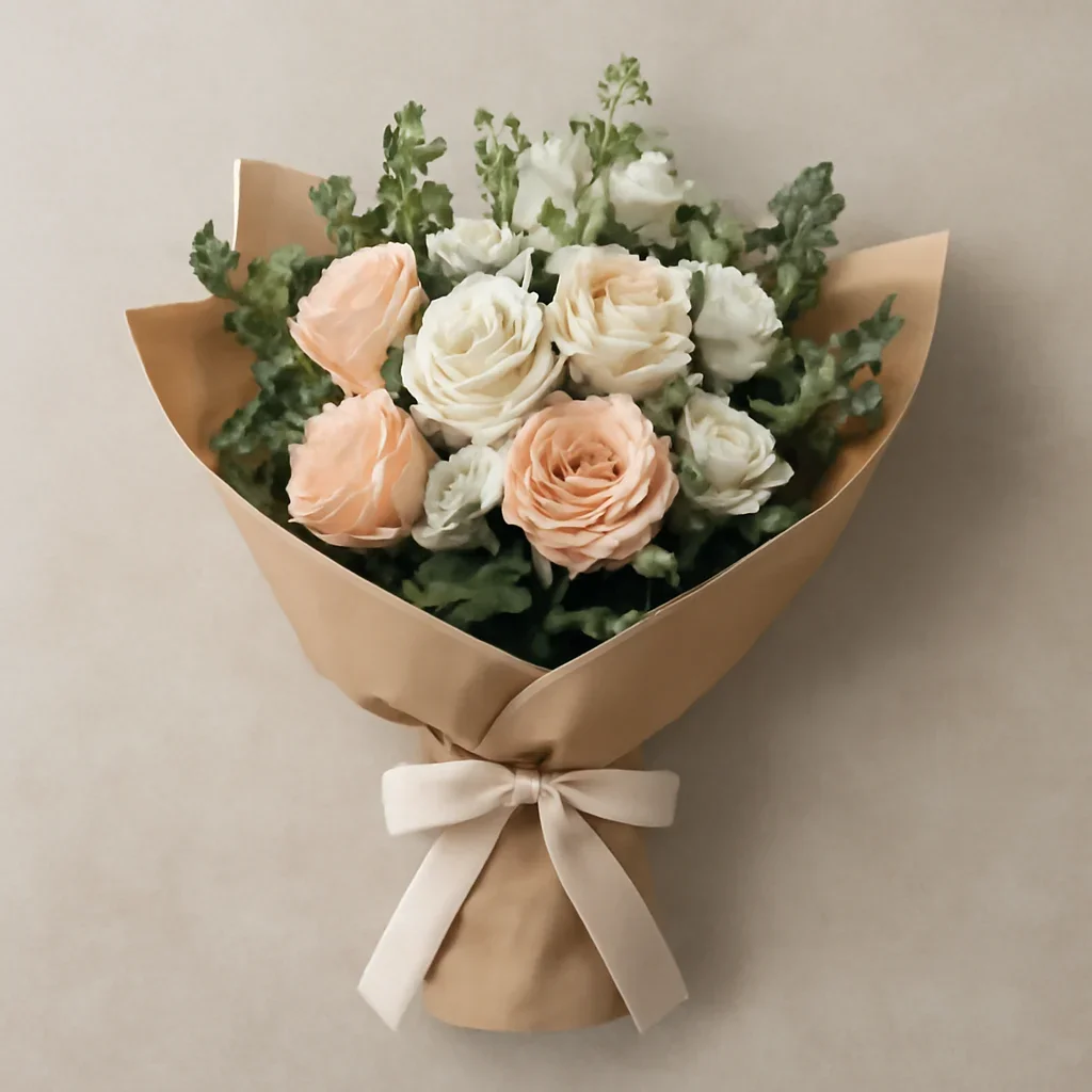 Thoughtful floral arrangement wrapped and ready to order
