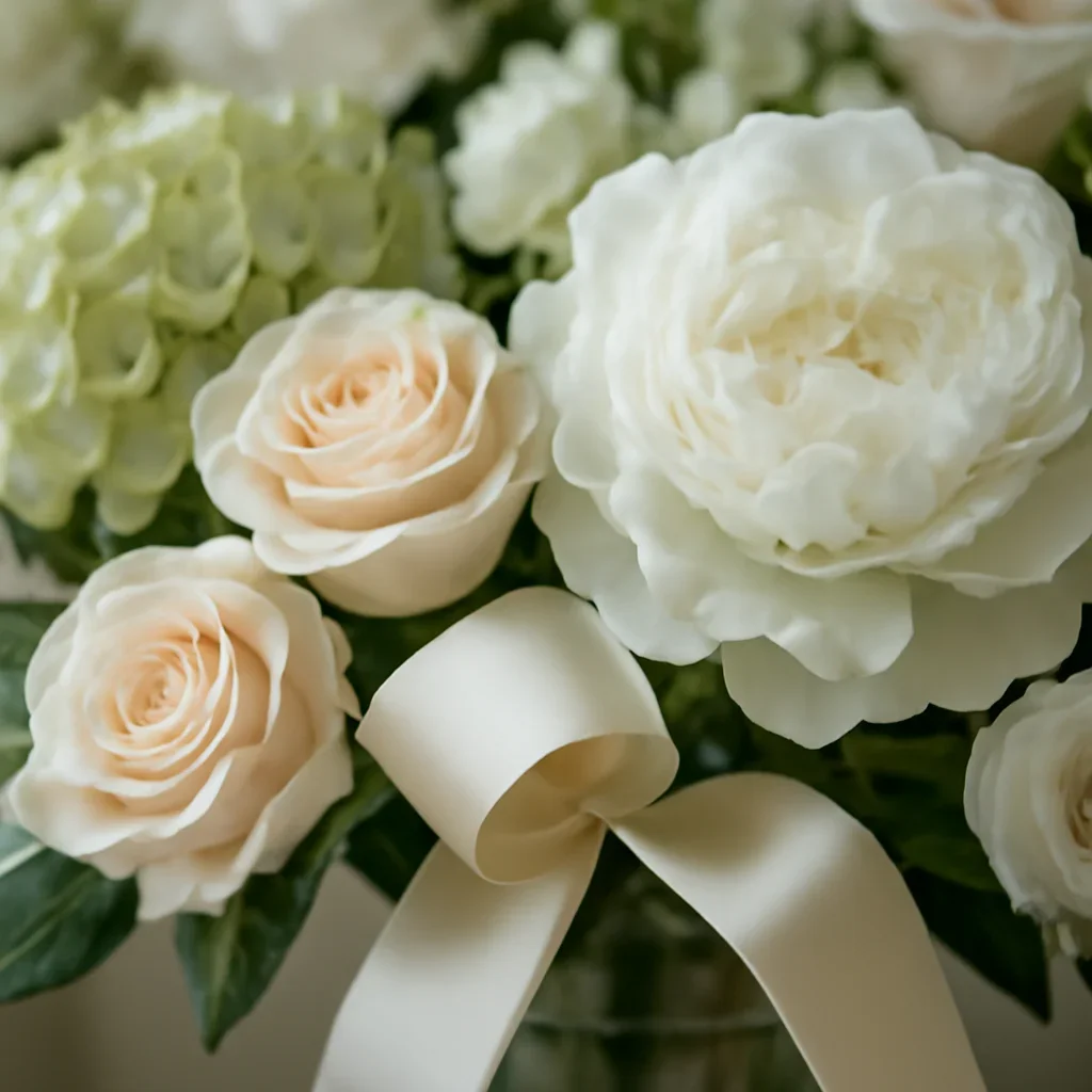Close-up floral textures and finishing details for case study: funeral tributes in dundas county