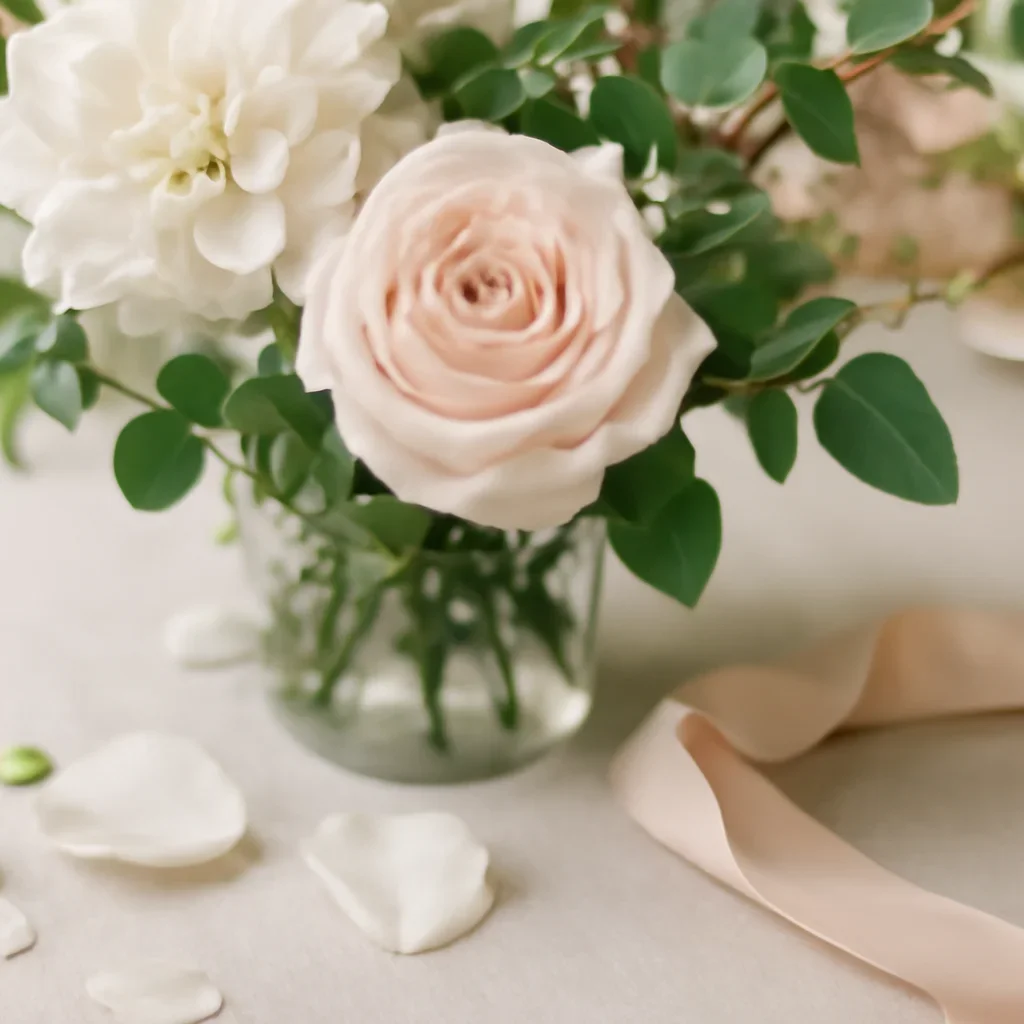 Close-up floral textures and finishing details for case study: wedding flowers in winchester, on