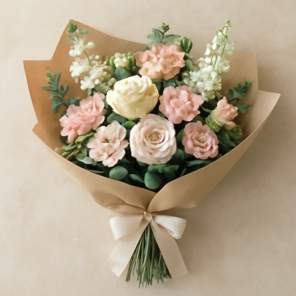 Thoughtful floral arrangement wrapped and ready to order
