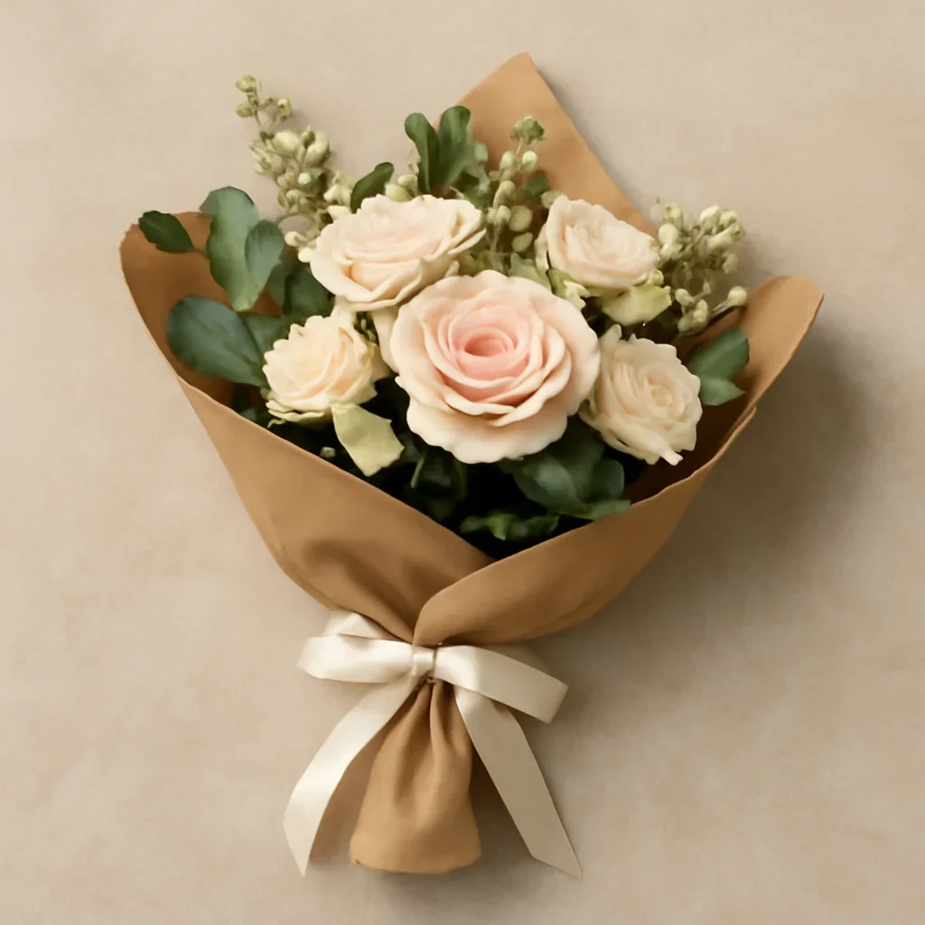 Thoughtful floral arrangement wrapped and ready to order