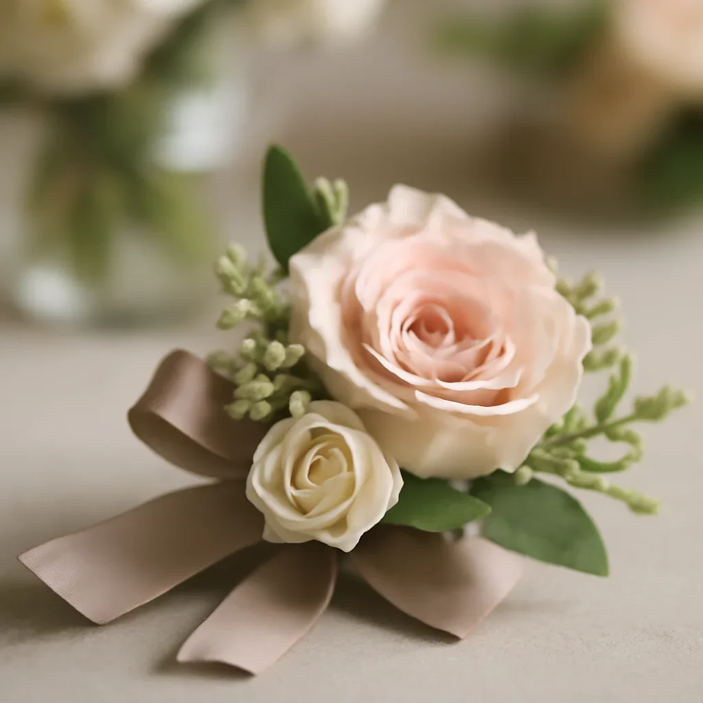 Close-up floral textures and finishing details for corsages & boutonnieres
