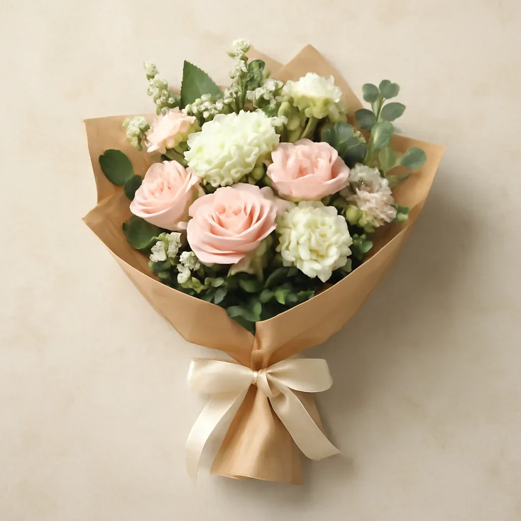 Thoughtful floral arrangement wrapped and ready to order