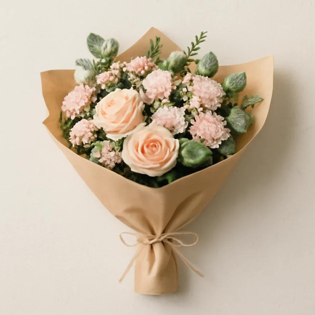 Thoughtful floral arrangement wrapped and ready to order
