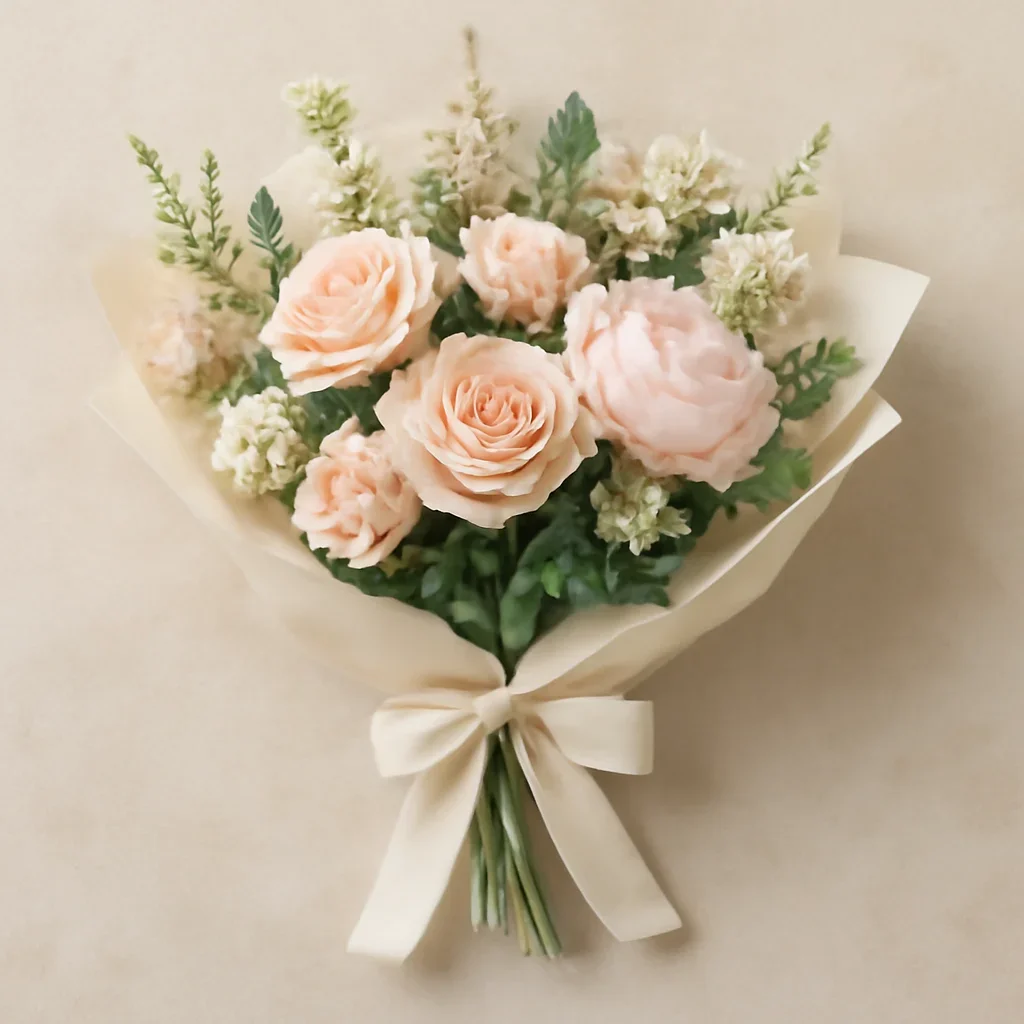 Thoughtful floral arrangement wrapped and ready to order
