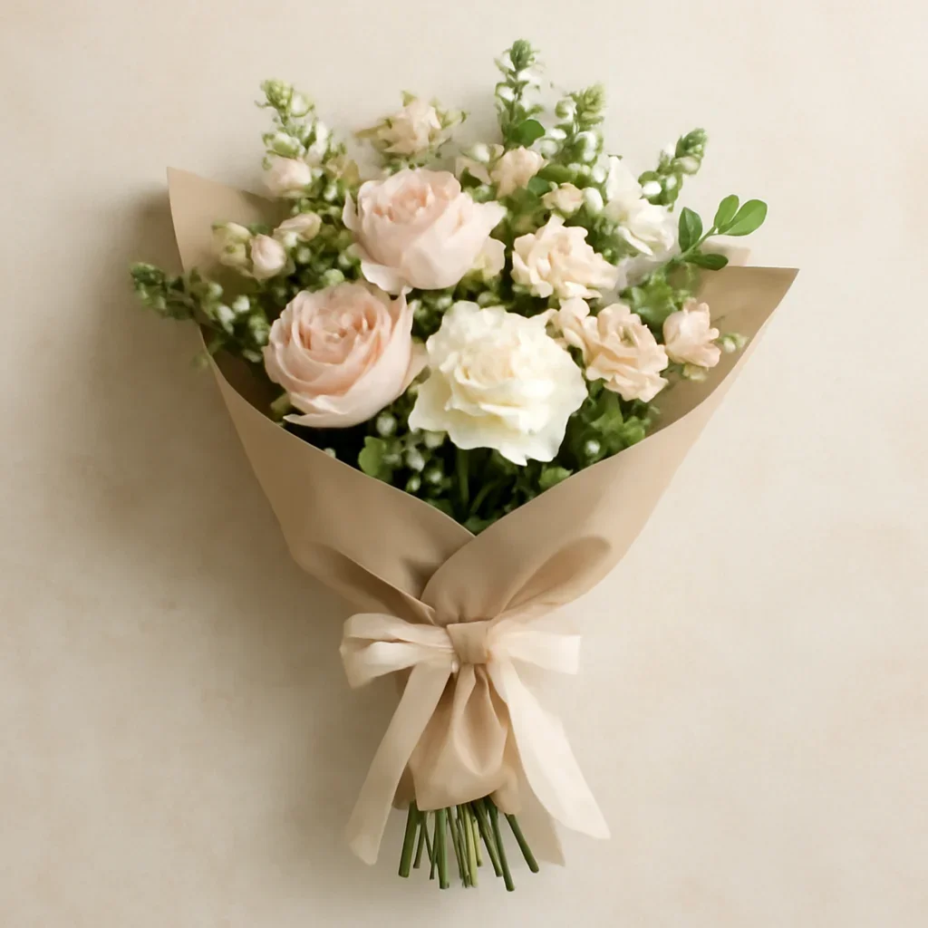Thoughtful floral arrangement wrapped and ready to order