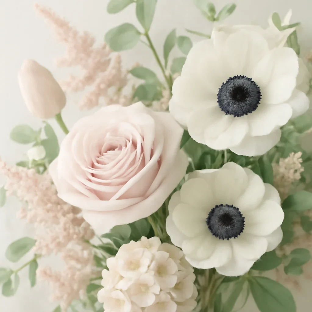 Seasonal flowers and design details related to anniversary flowers