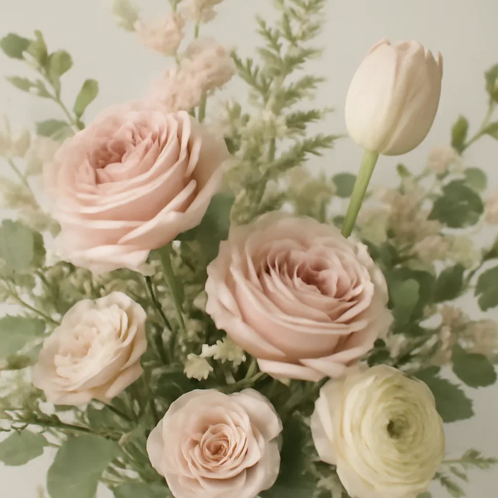 Seasonal flowers and design details related to birthday flowers