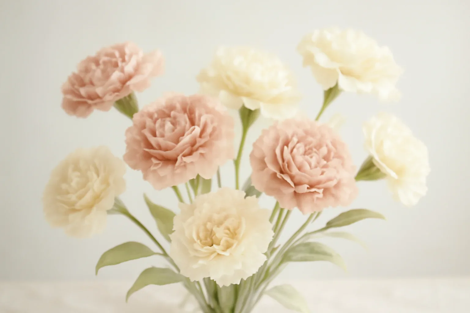 Handcrafted floral design representing carnations