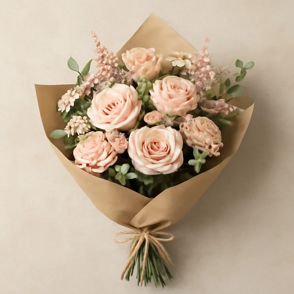 Thoughtful floral arrangement wrapped and ready to order