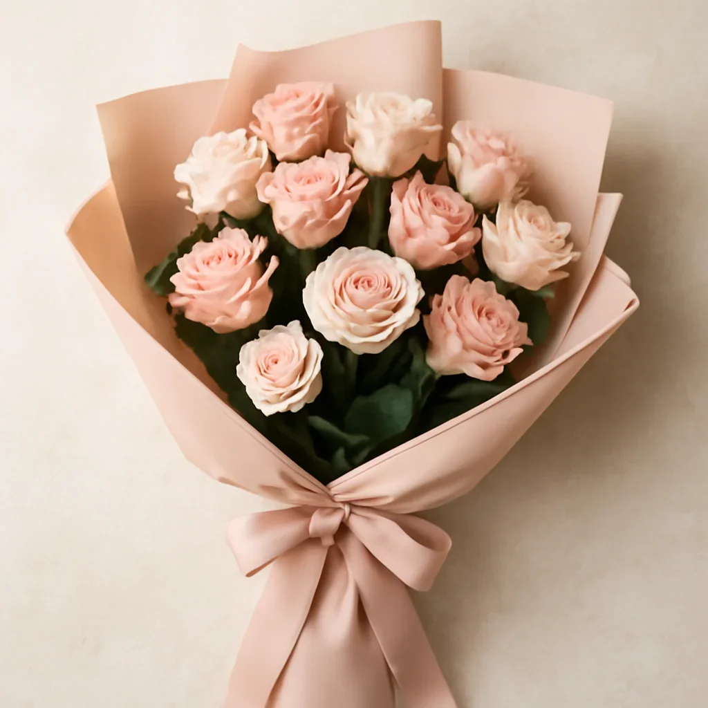 Thoughtful floral arrangement wrapped and ready to order