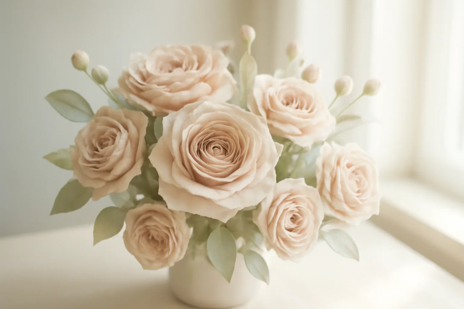 Handcrafted floral design representing roses