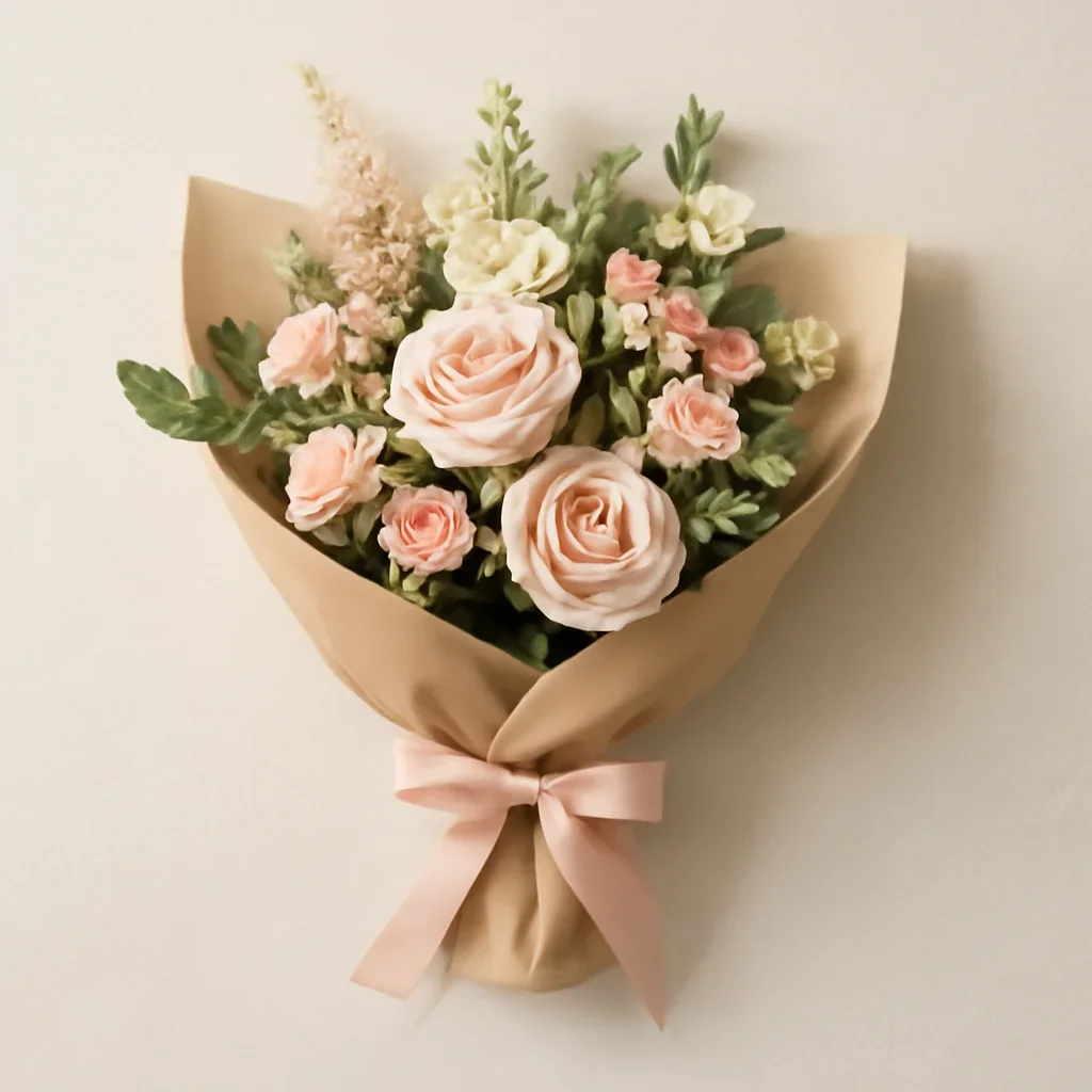 Thoughtful floral arrangement wrapped and ready to order