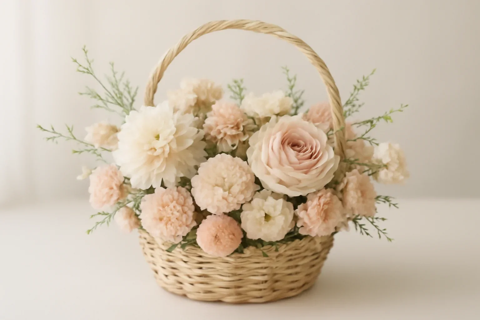 Handcrafted floral design representing fruit baskets