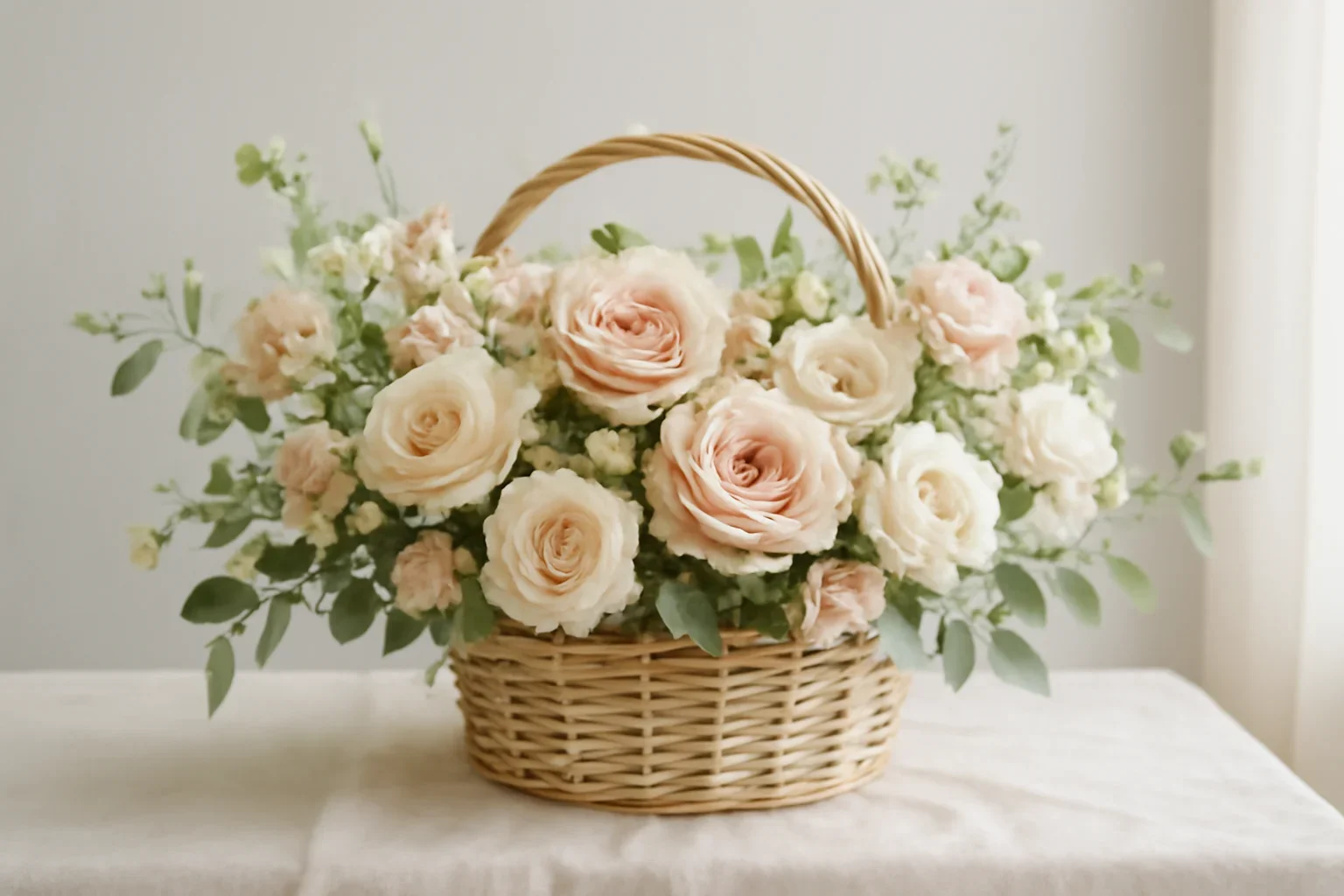 Handcrafted floral design representing gourmet baskets