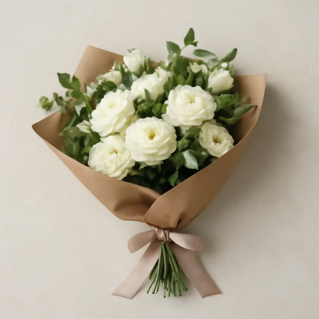 Thoughtful floral arrangement wrapped and ready to order