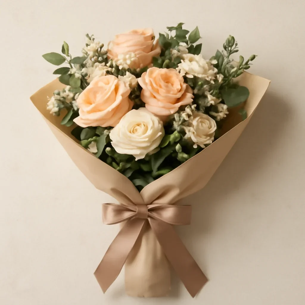 Thoughtful floral arrangement wrapped and ready to order
