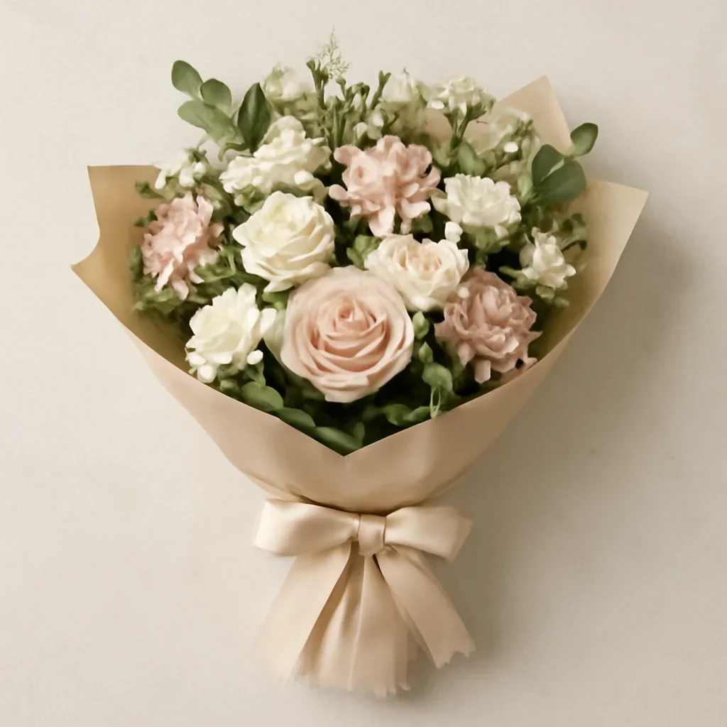 Thoughtful floral arrangement wrapped and ready to order