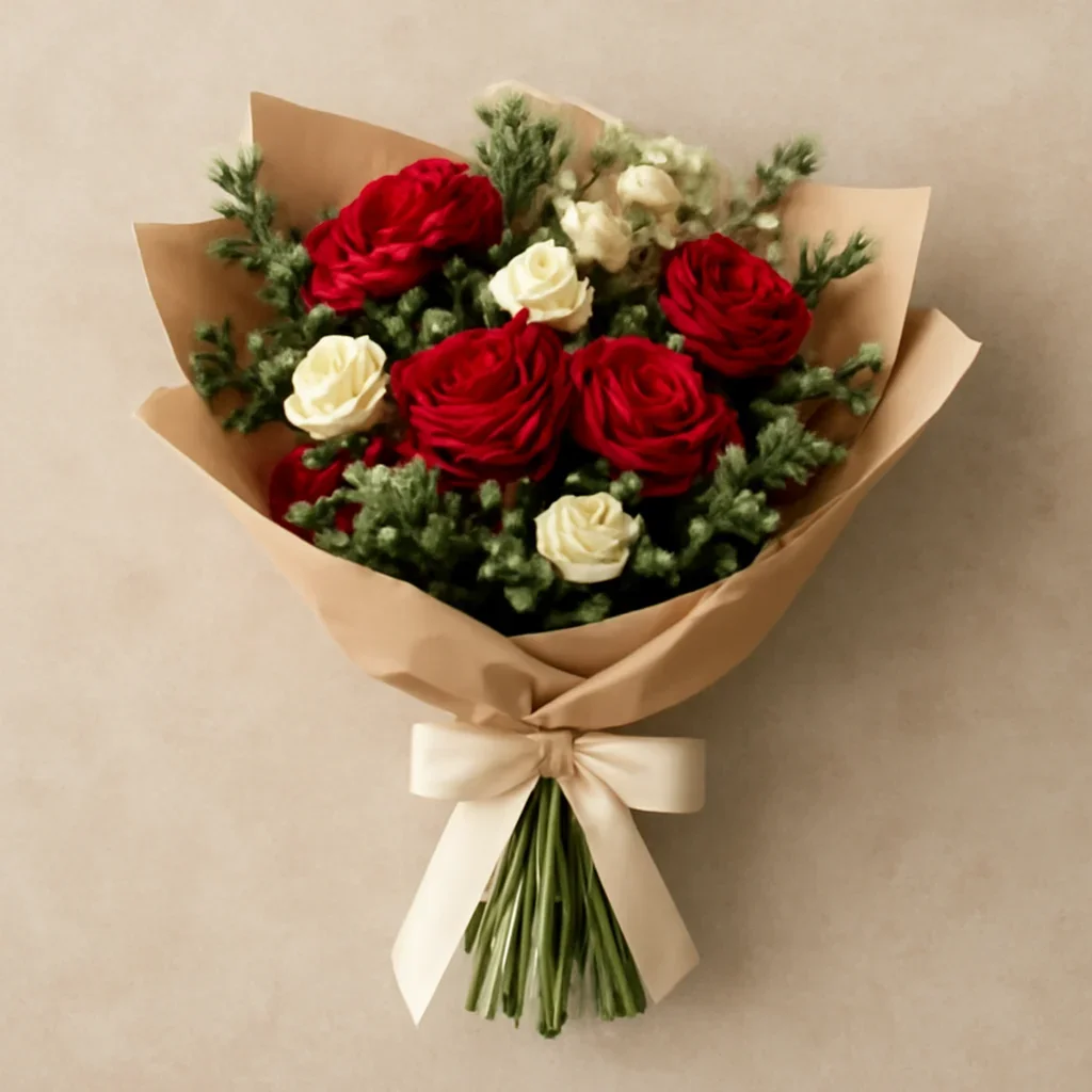 Thoughtful floral arrangement wrapped and ready to order