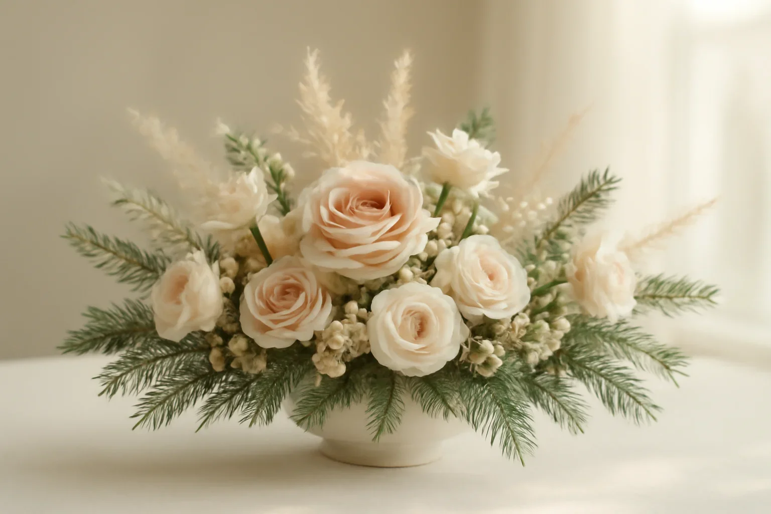 Handcrafted floral design representing christmas centerpieces
