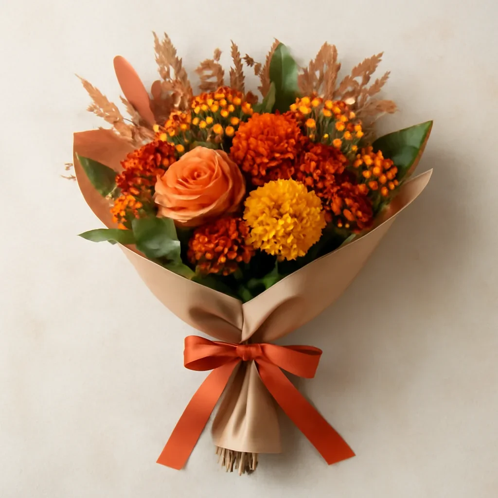 Thoughtful floral arrangement wrapped and ready to order