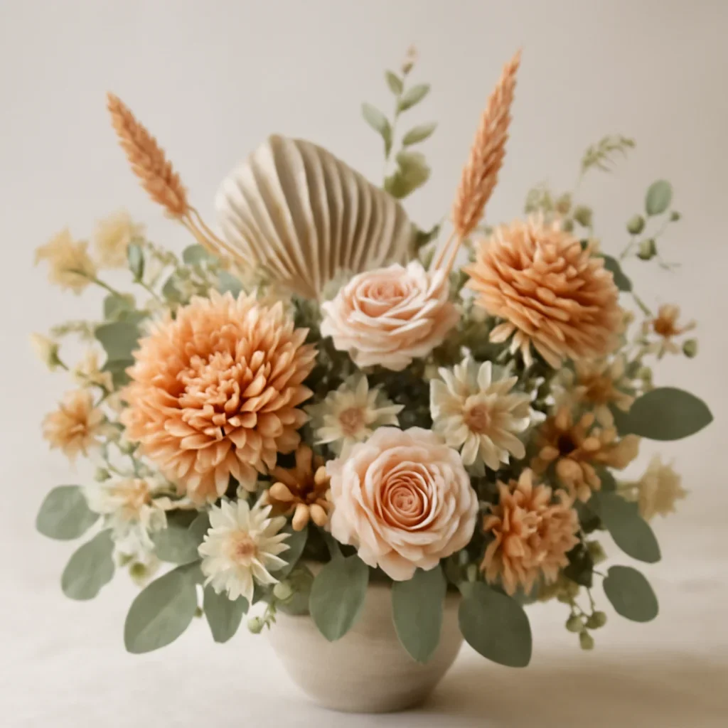 Seasonal flowers and design details related to thanksgiving centerpieces