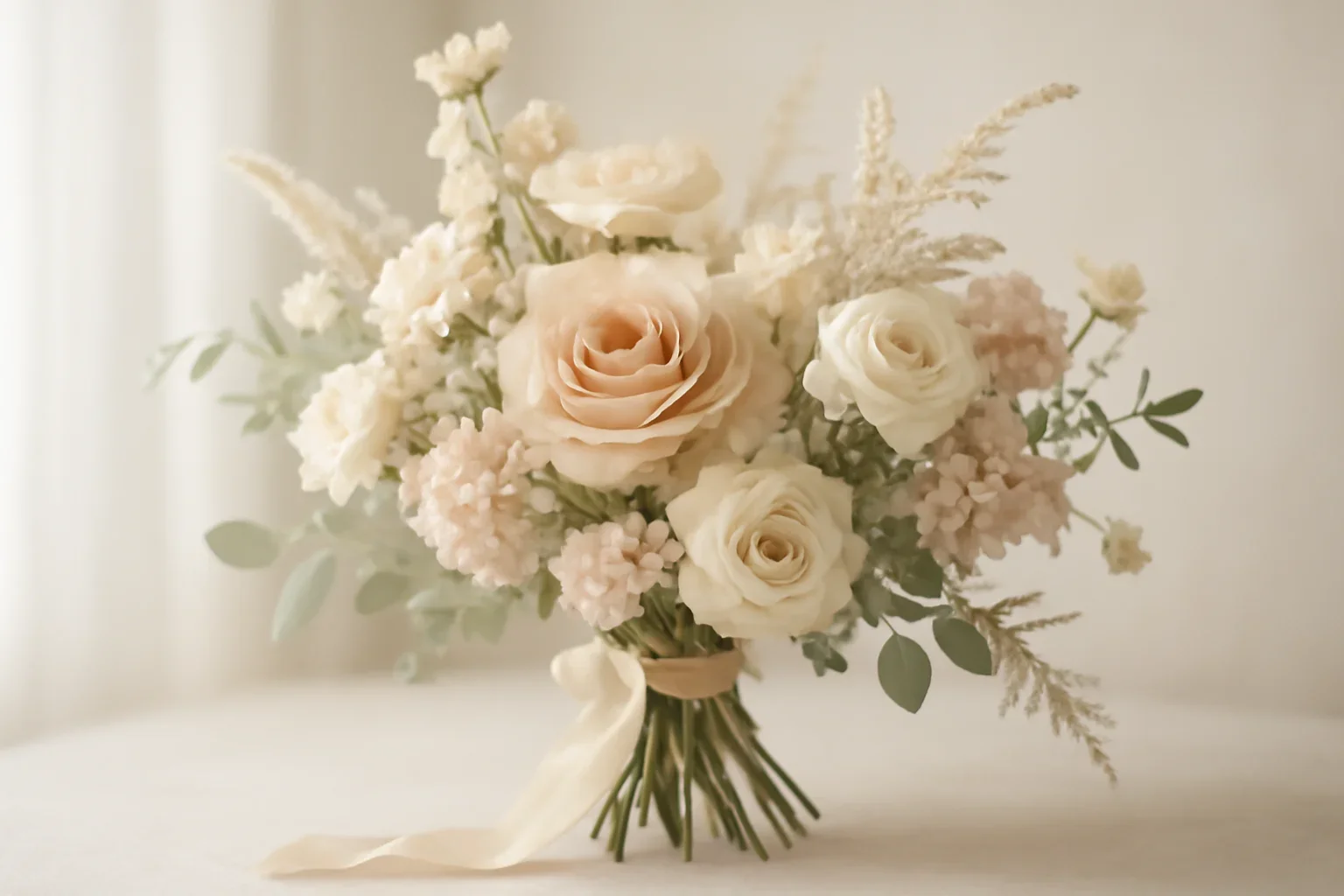 Handcrafted floral design representing valentine's day flowers
