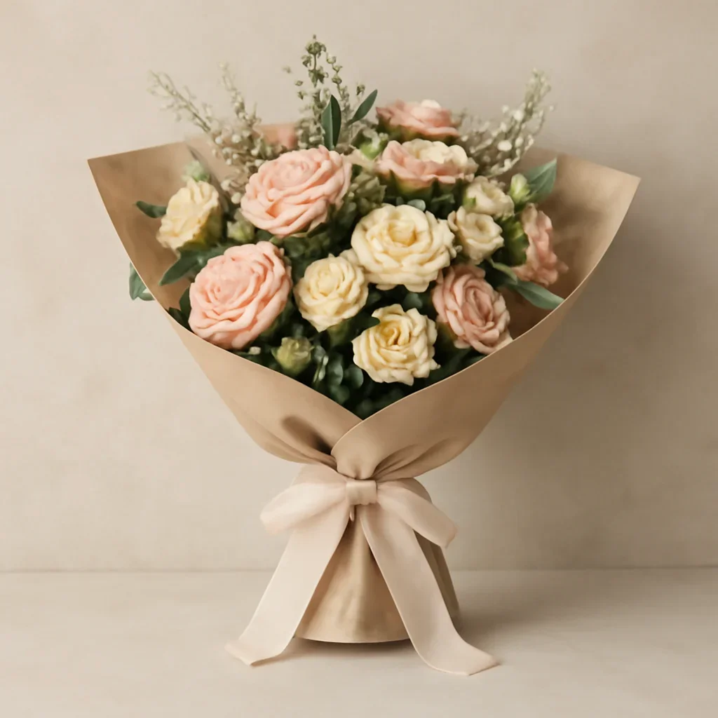 Thoughtful floral arrangement wrapped and ready to order