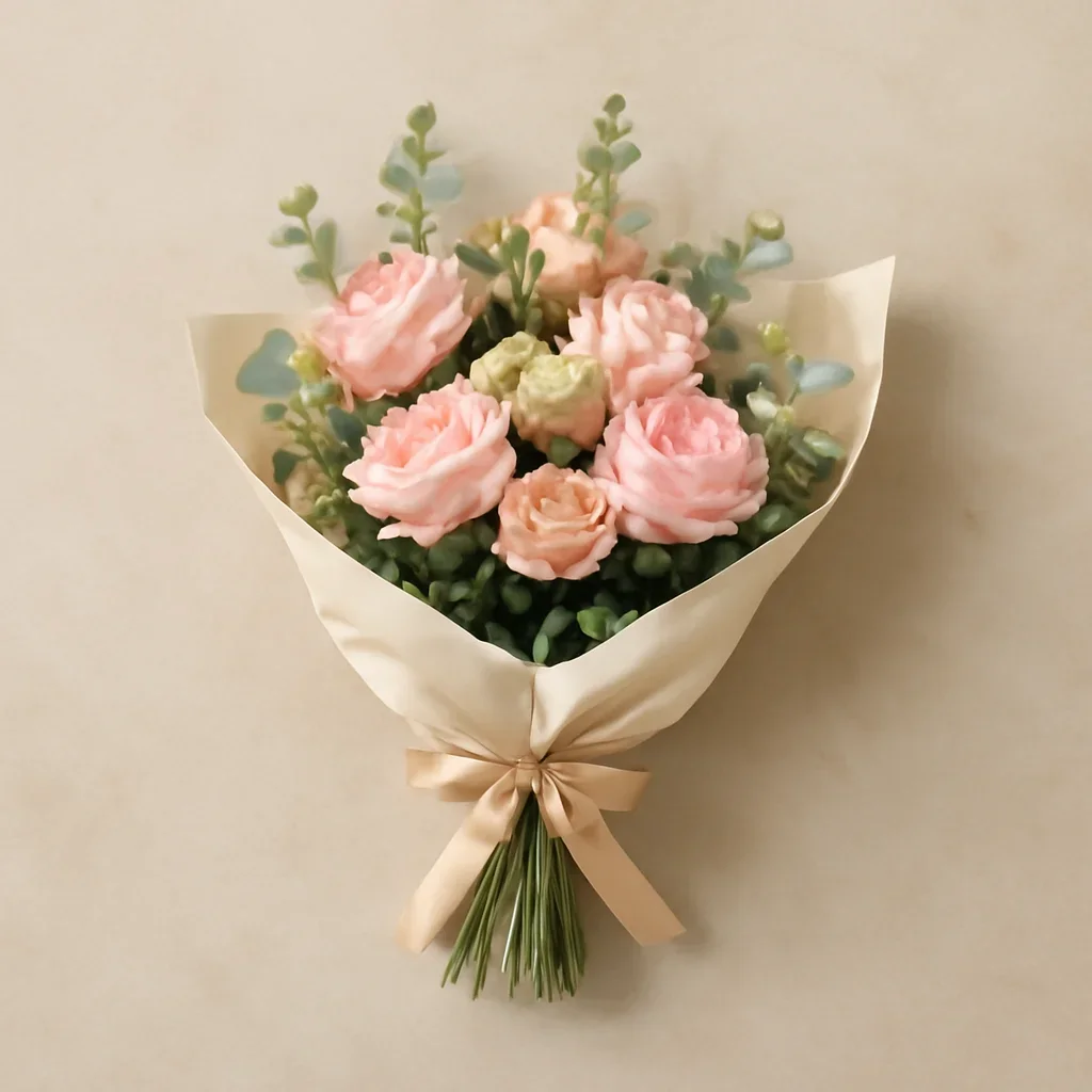 Thoughtful floral arrangement wrapped and ready to order