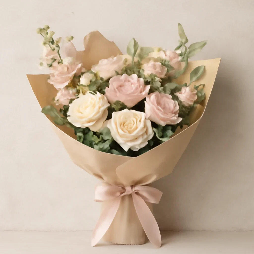 Thoughtful floral arrangement wrapped and ready to order