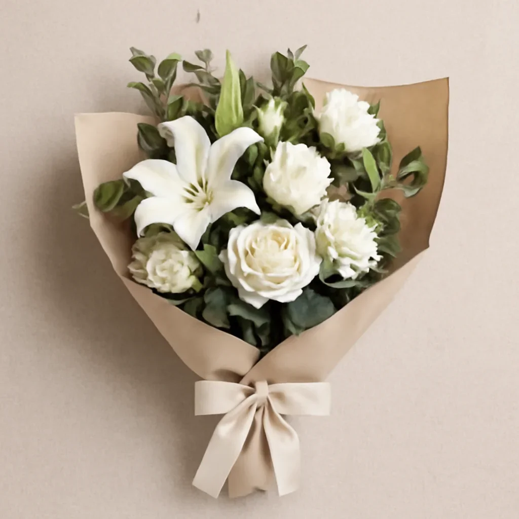 Thoughtful floral arrangement wrapped and ready to order