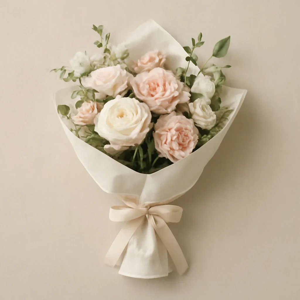 Thoughtful floral arrangement wrapped and ready to order