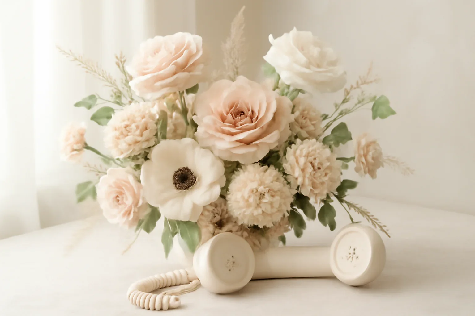 Handcrafted floral design representing order by phone