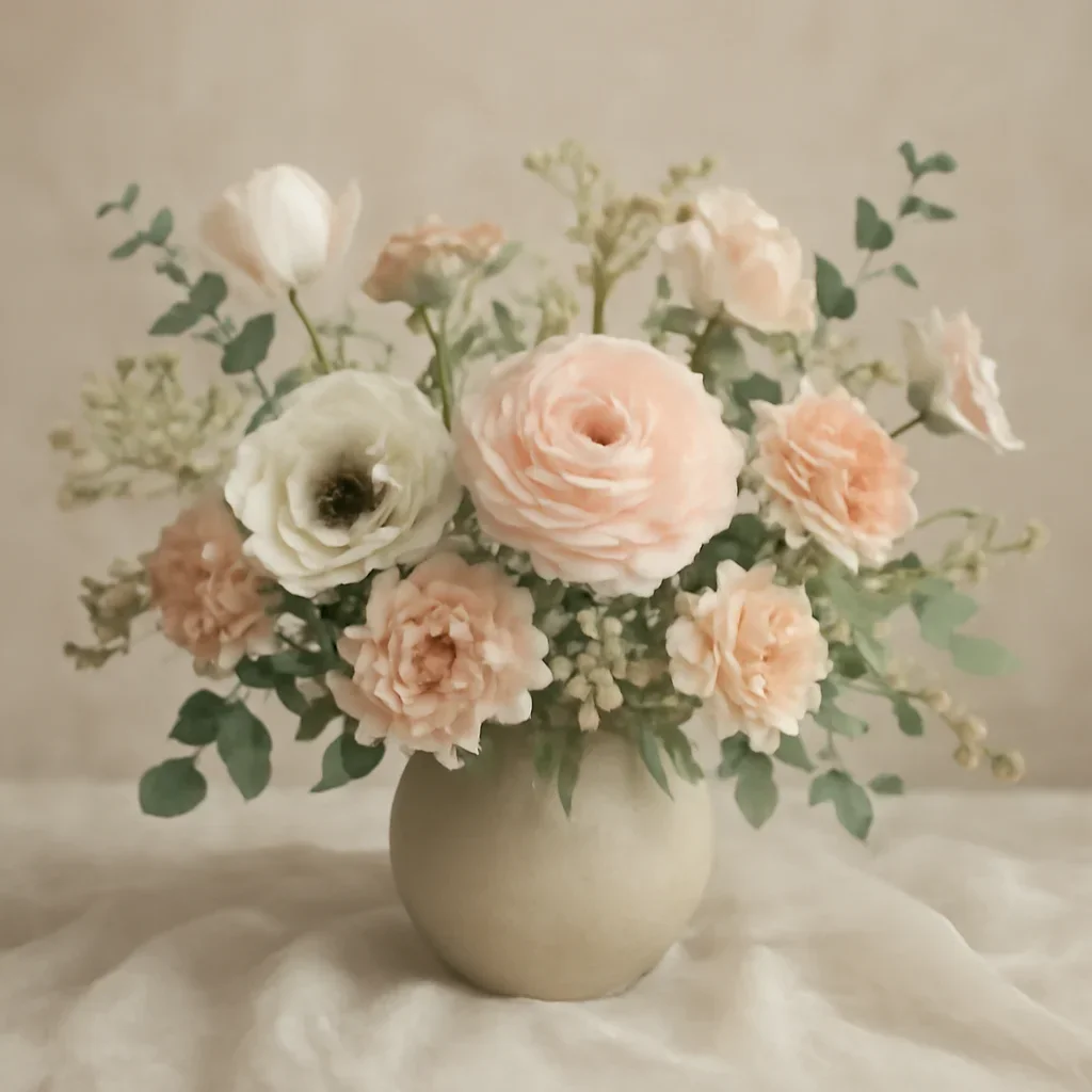Seasonal flowers and design details related to order by phone
