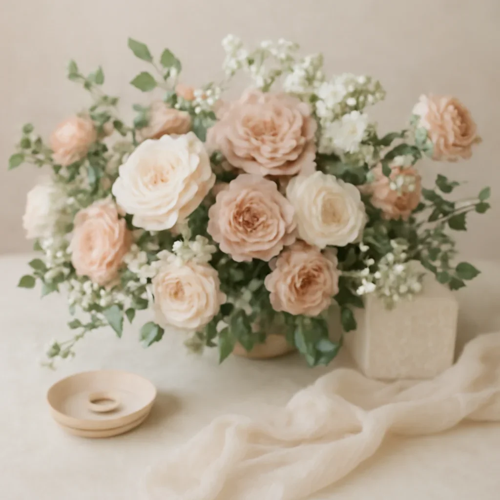 Seasonal flowers and design details related to wedding consultations