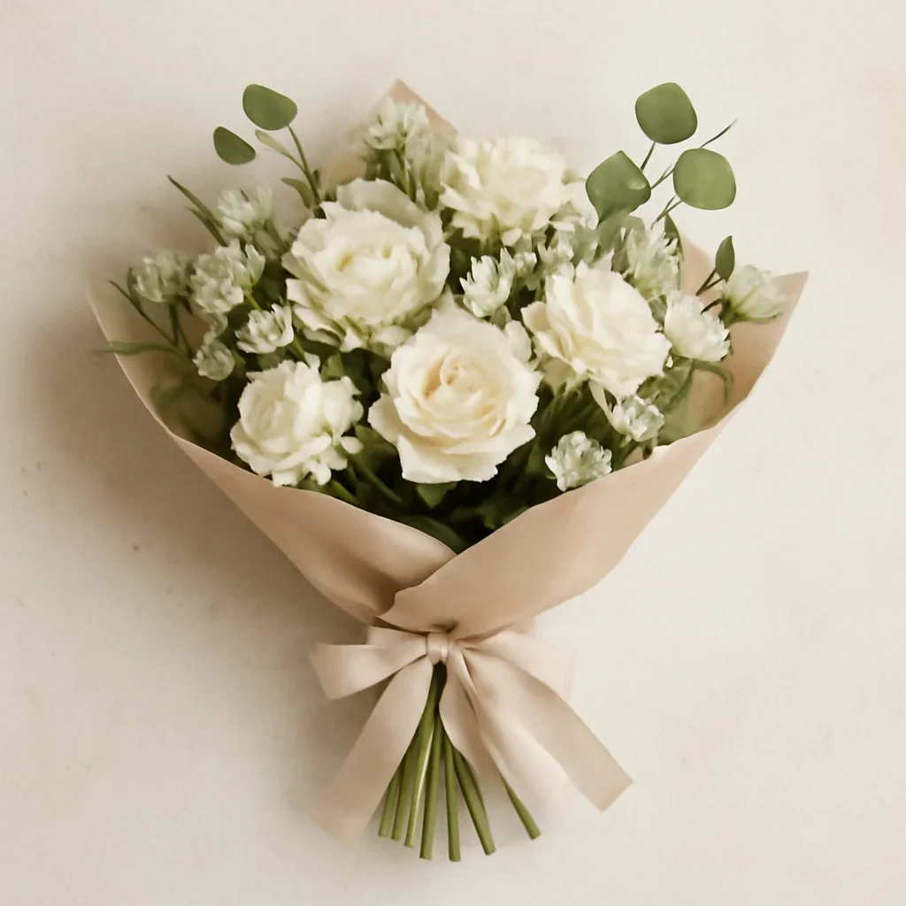 Thoughtful floral arrangement wrapped and ready to order